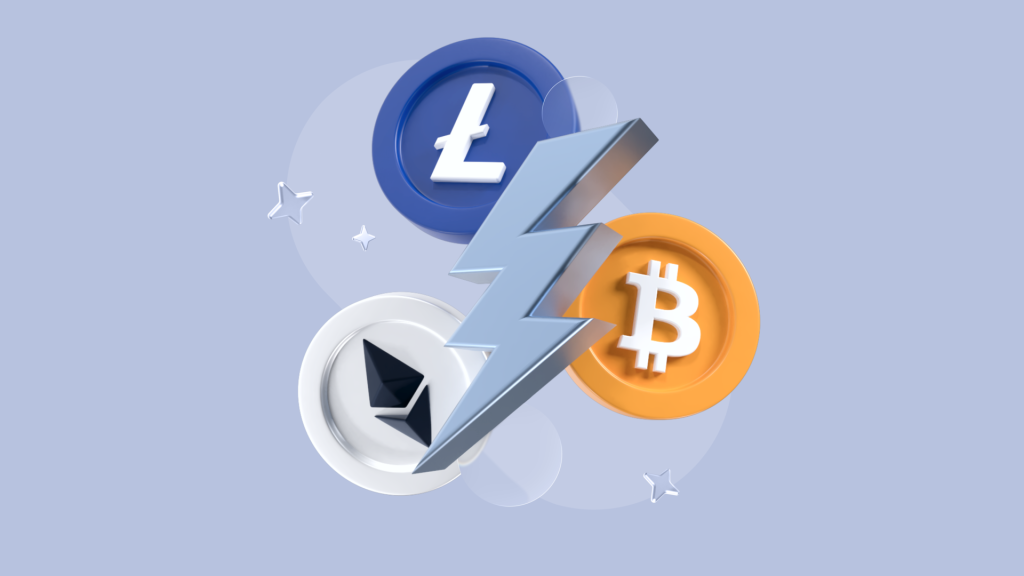 Bitcoin, Litecoin and Ethereum