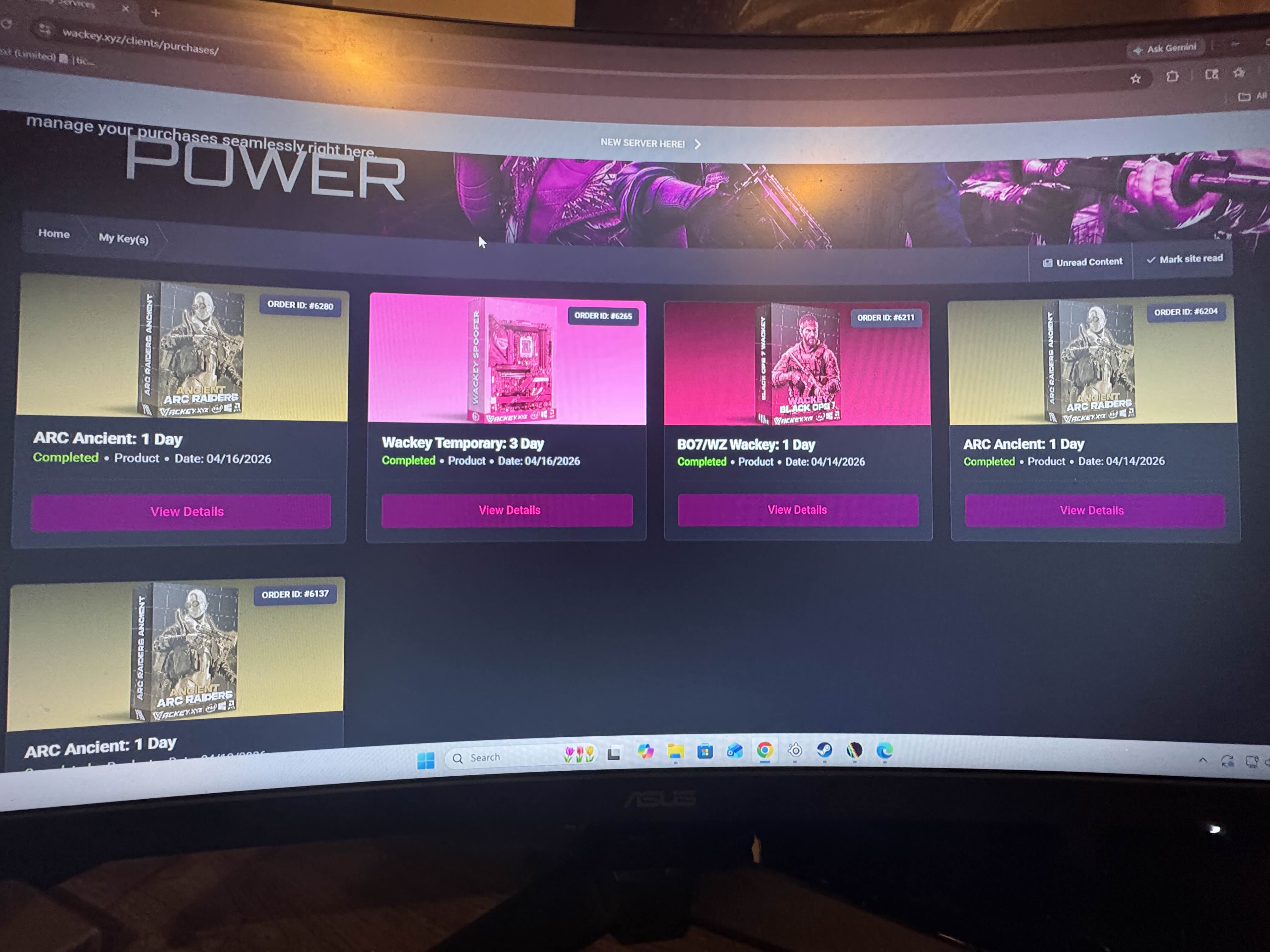 Customer screenshot