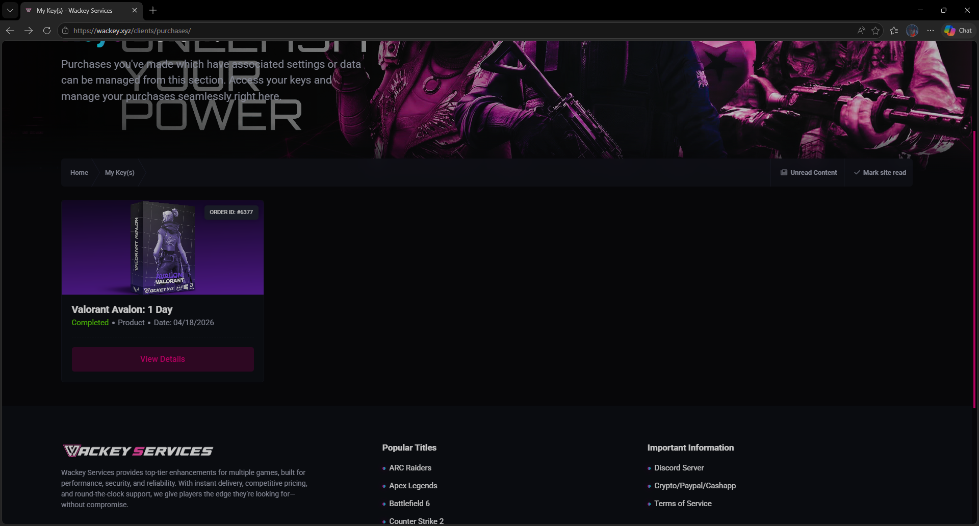 Customer screenshot