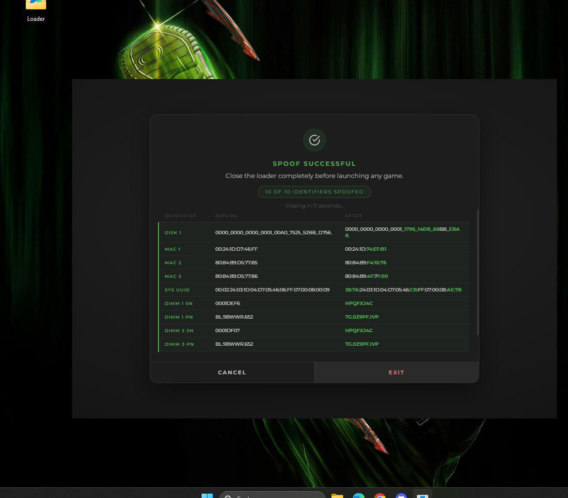 Customer screenshot